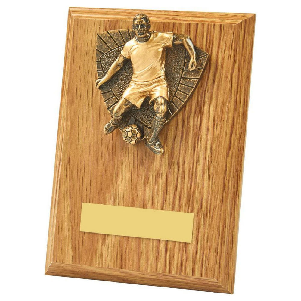 Male Footballer Wood Plaque Award 150mm