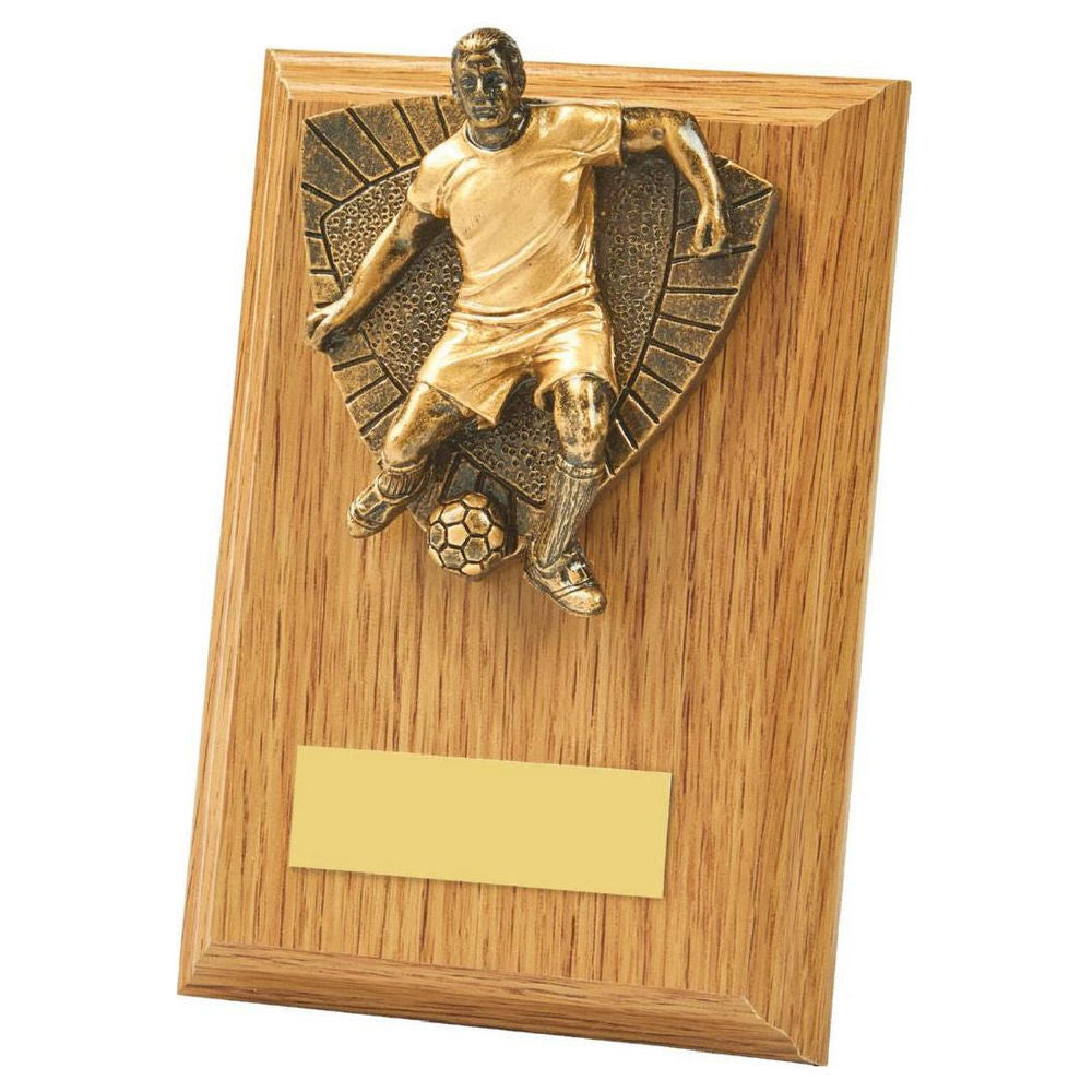 Male Footballer Wood Plaque Award 130mm