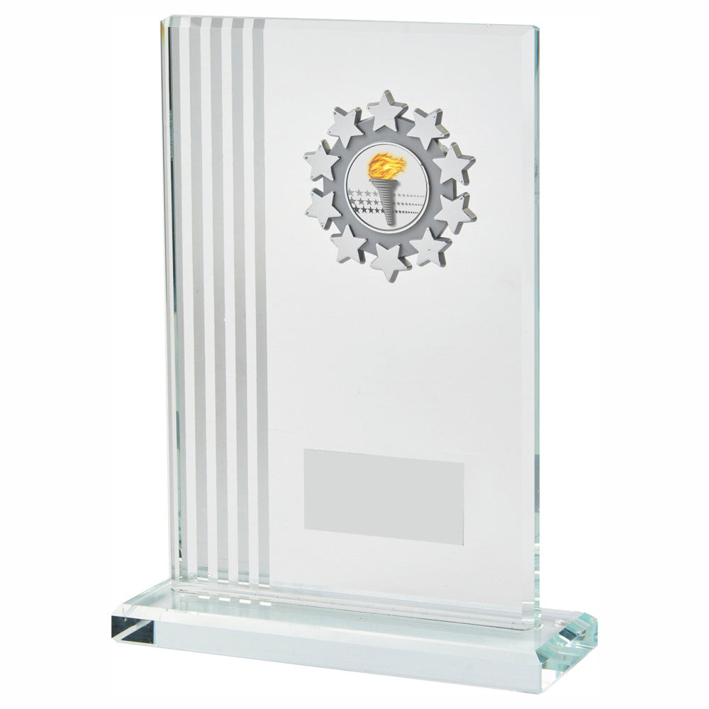 Crystal Stripe Glass Football Award (In Presentation Case) 190mm