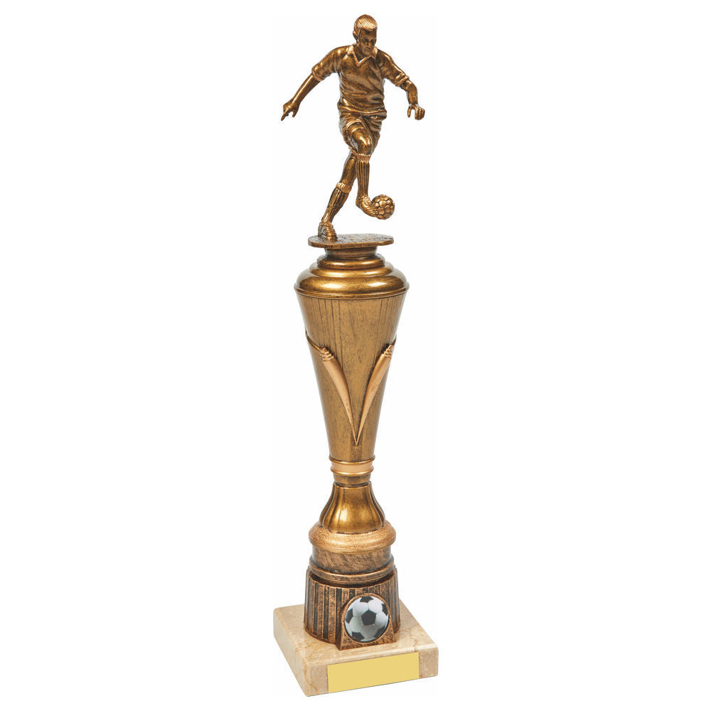 Antique Gold Male Football Pillar Trophy 350mm