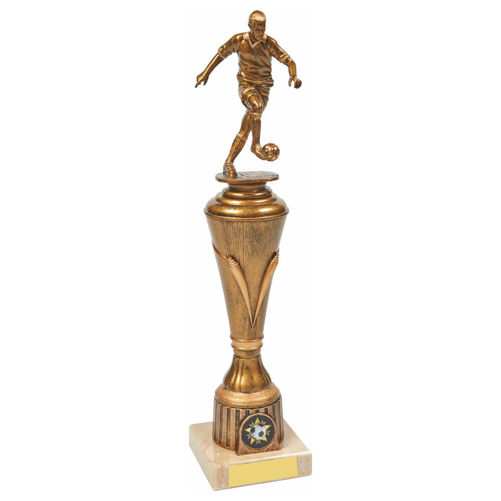 Antique Gold Male Football Pillar Trophy 330mm