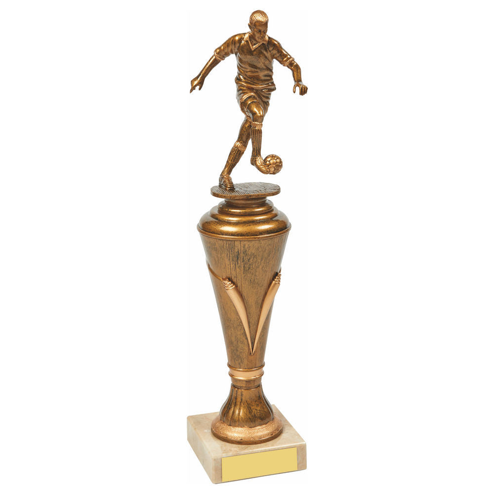 Antique Gold Male Football Pillar Trophy 300mm