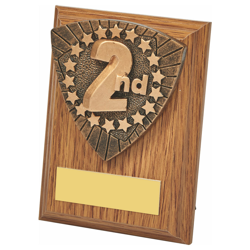 Wood Plaque with 2nd Place Resin Trim 100mm