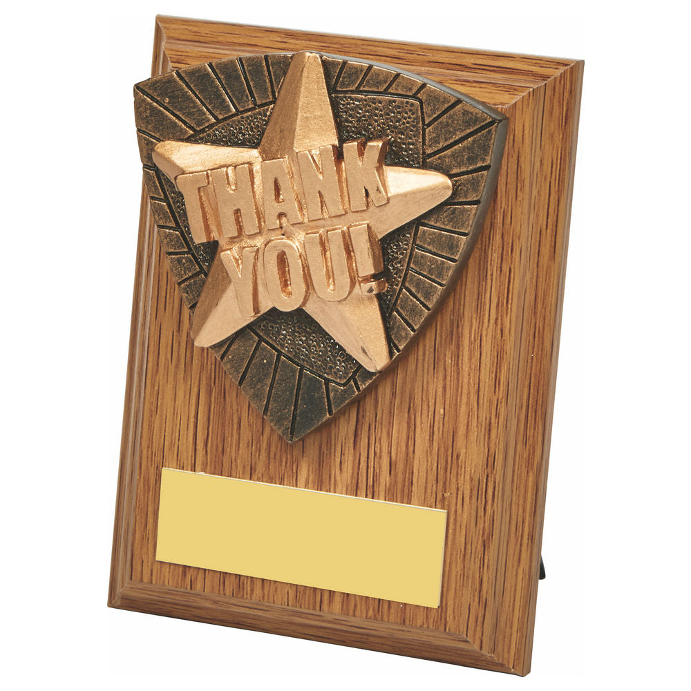 Wood Plaque with Resin Thank You Trim 100mm