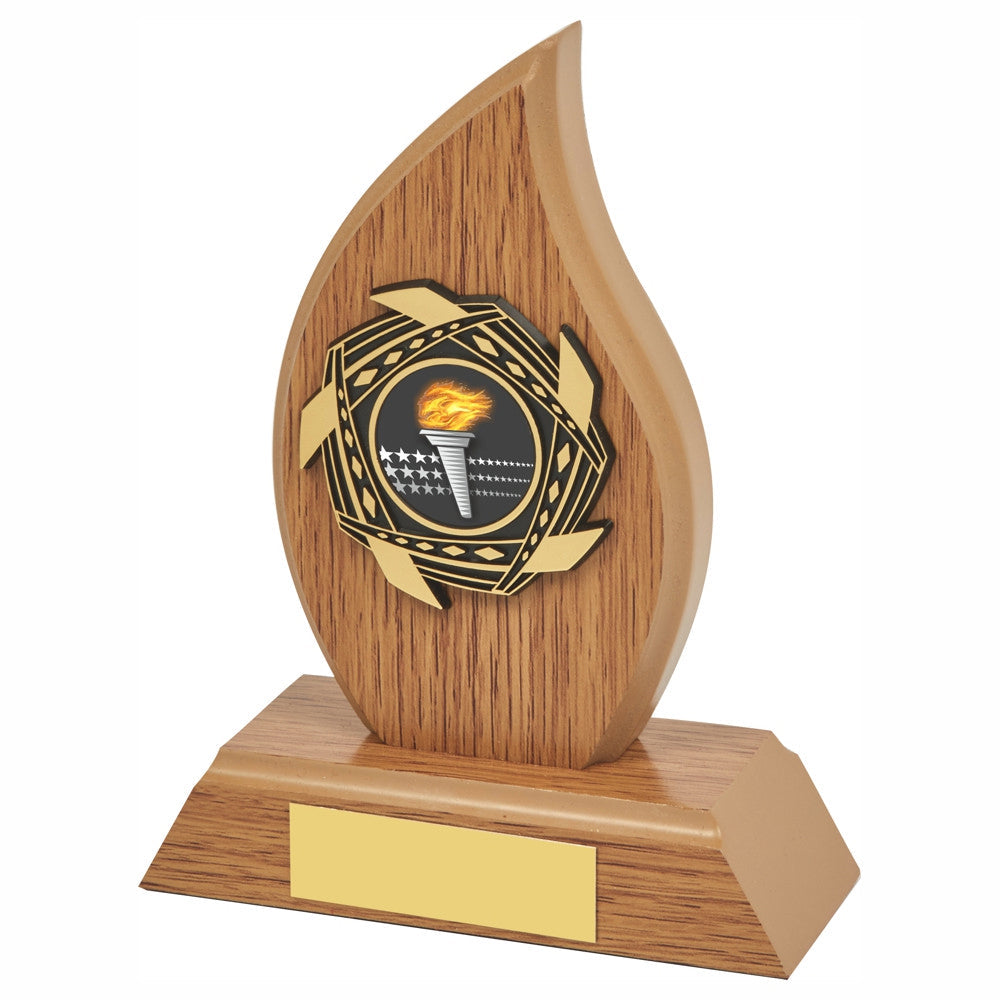 Light Oak Wood Stand Award - Flame 190mm