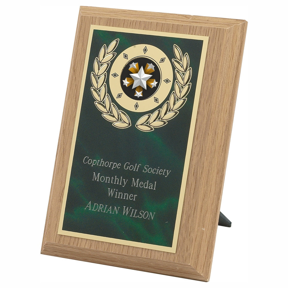 Green Aluminium Front Light Wood Plaque 200mm
