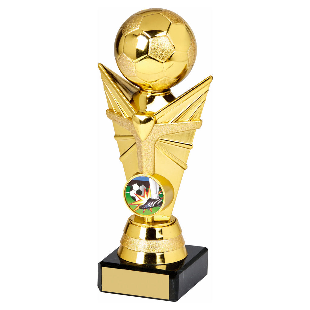 Shiny Gold Football Tower on Marble 190mm