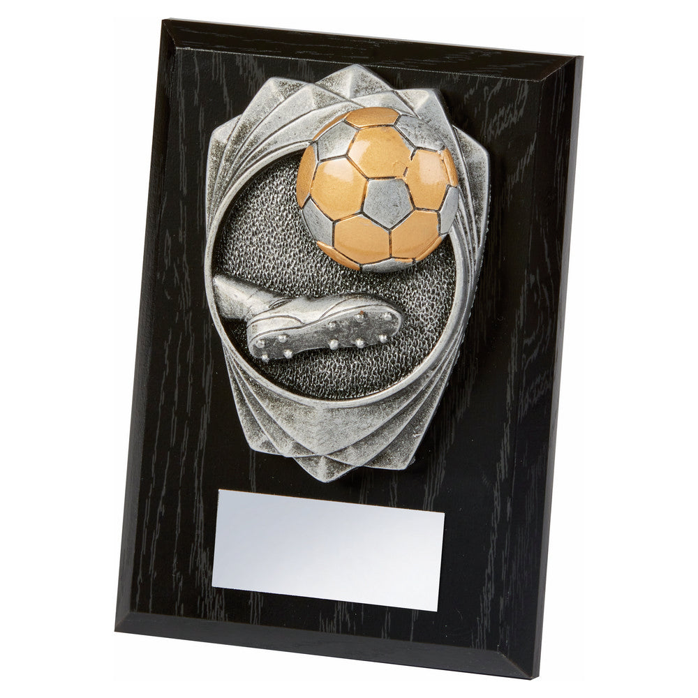 Antique Silver Boot/Ball, Black Wood Award 150mm