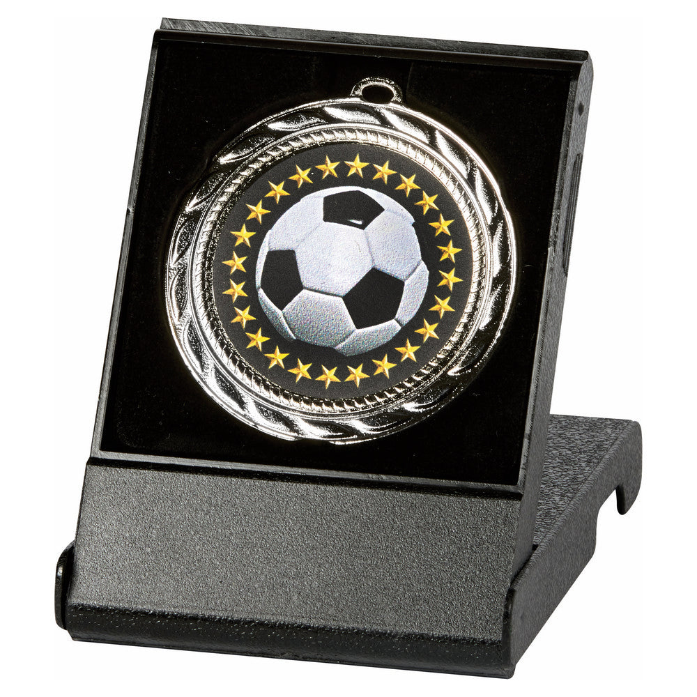 Large 70mm Gold Football Medal in Case