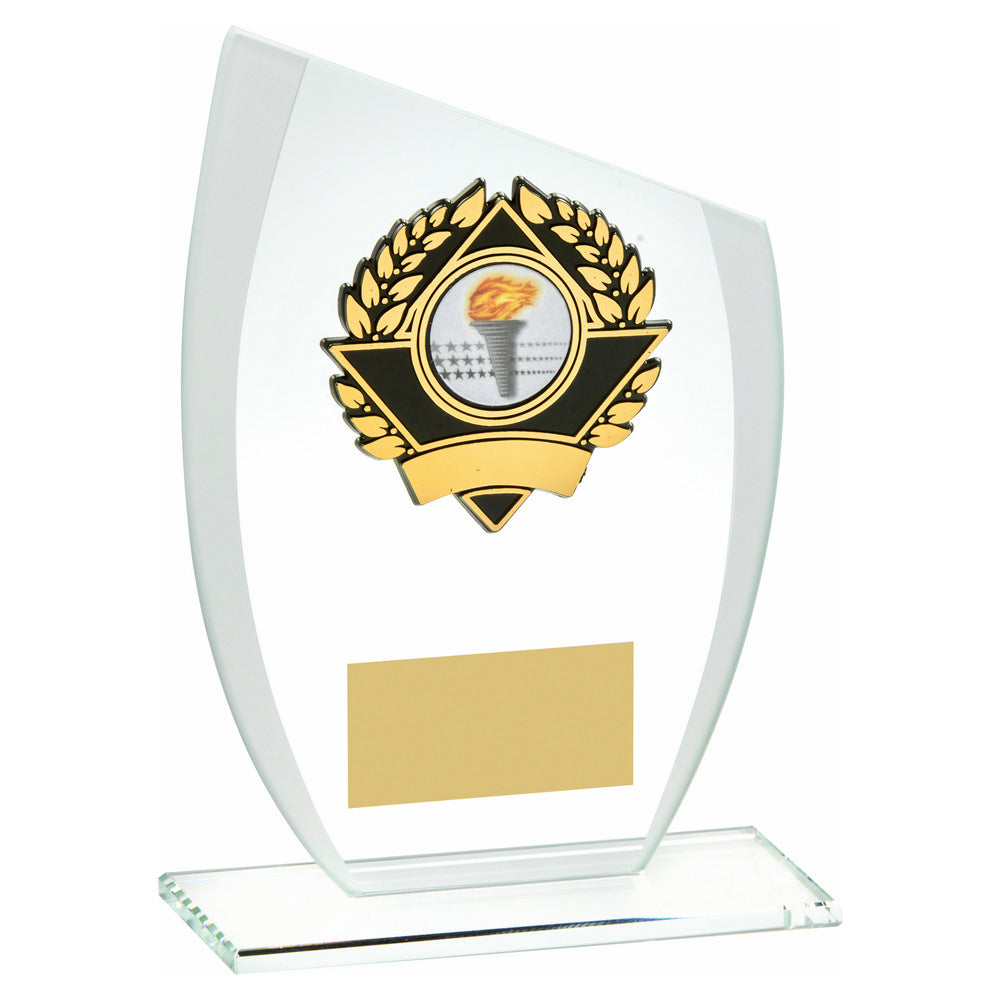 Slope Top Jade Glass Award with Trim 165mm