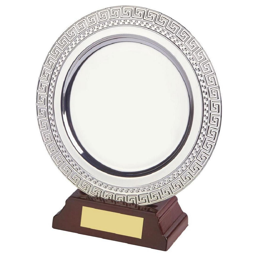 Silver Plated Salver on Wood Stand 150mm