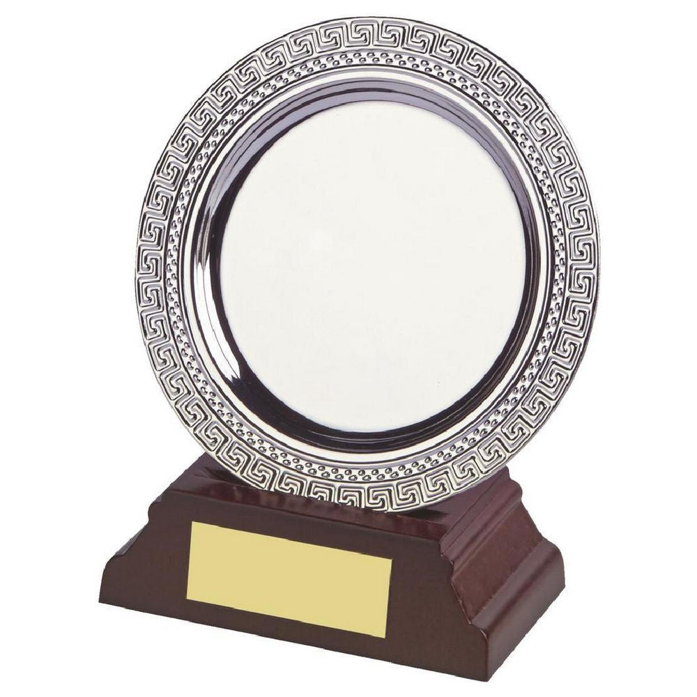 Silver Plated Salver on Wood Stand 100mm