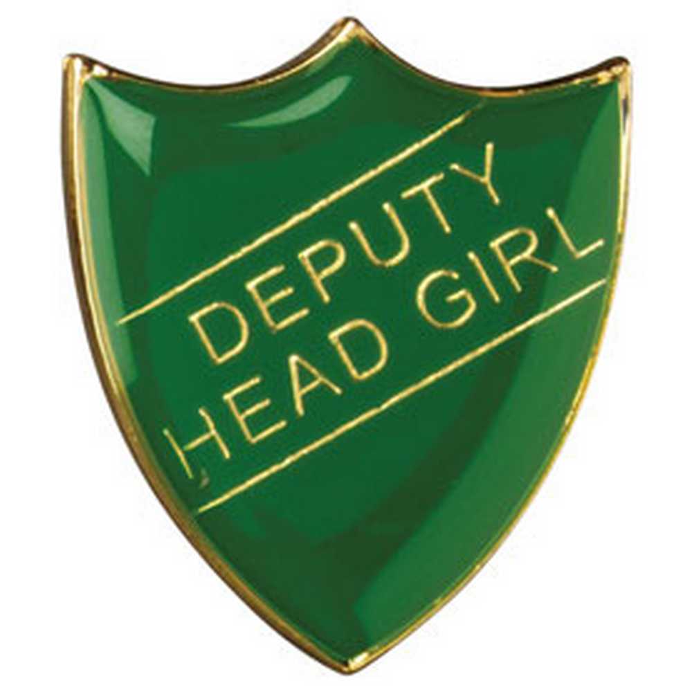 SCHOOL SHIELD BADGE (DEPUTY HEAD GIRL) GREEN - 1.25in