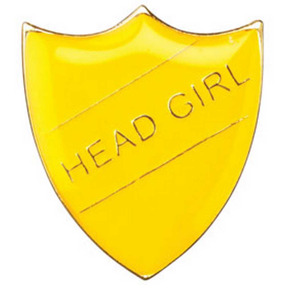SCHOOL SHIELD BADGE (HEAD GIRL) YELLOW - 1.25in