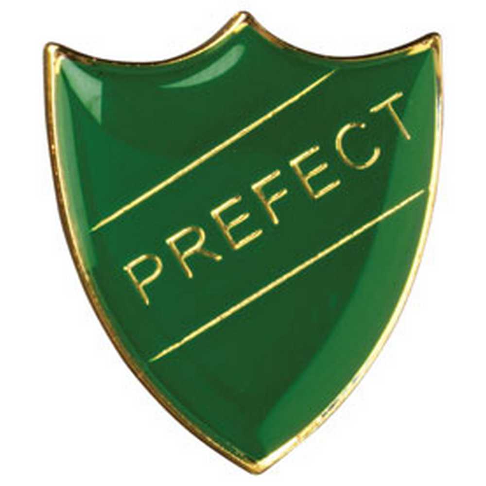 SCHOOL SHIELD BADGE (PREFECT) GREEN - 1.25in