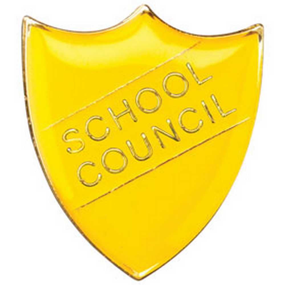 SCHOOL SHIELD BADGE (SCHOOL COUNCIL) YELLOW - 1.25in