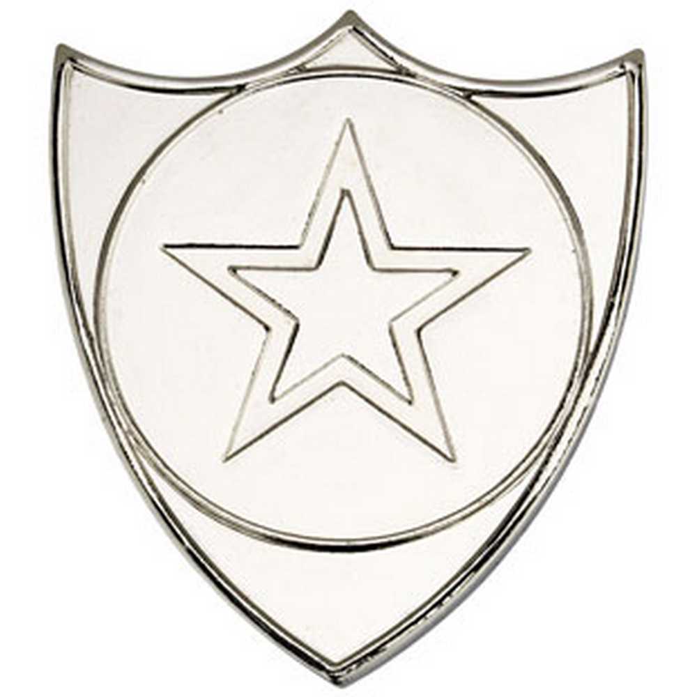 SHIELD BADGE (1in CENTRE) SILVER - 1.5in