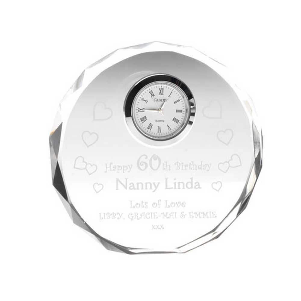 CLEAR GLASS ROUND CLOCK (20mm THICK) - 4.5in