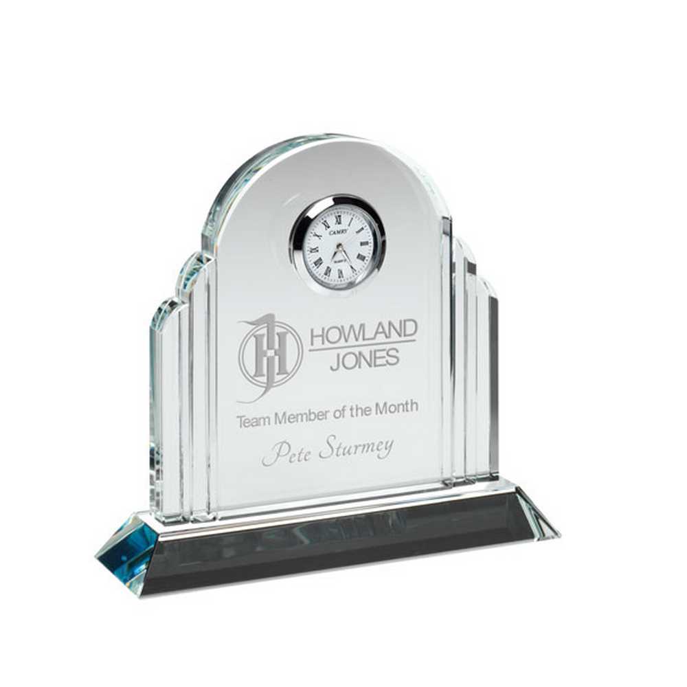 CLEAR GLASS ARCHED CLOCK (20mm THICK) - 5.25in