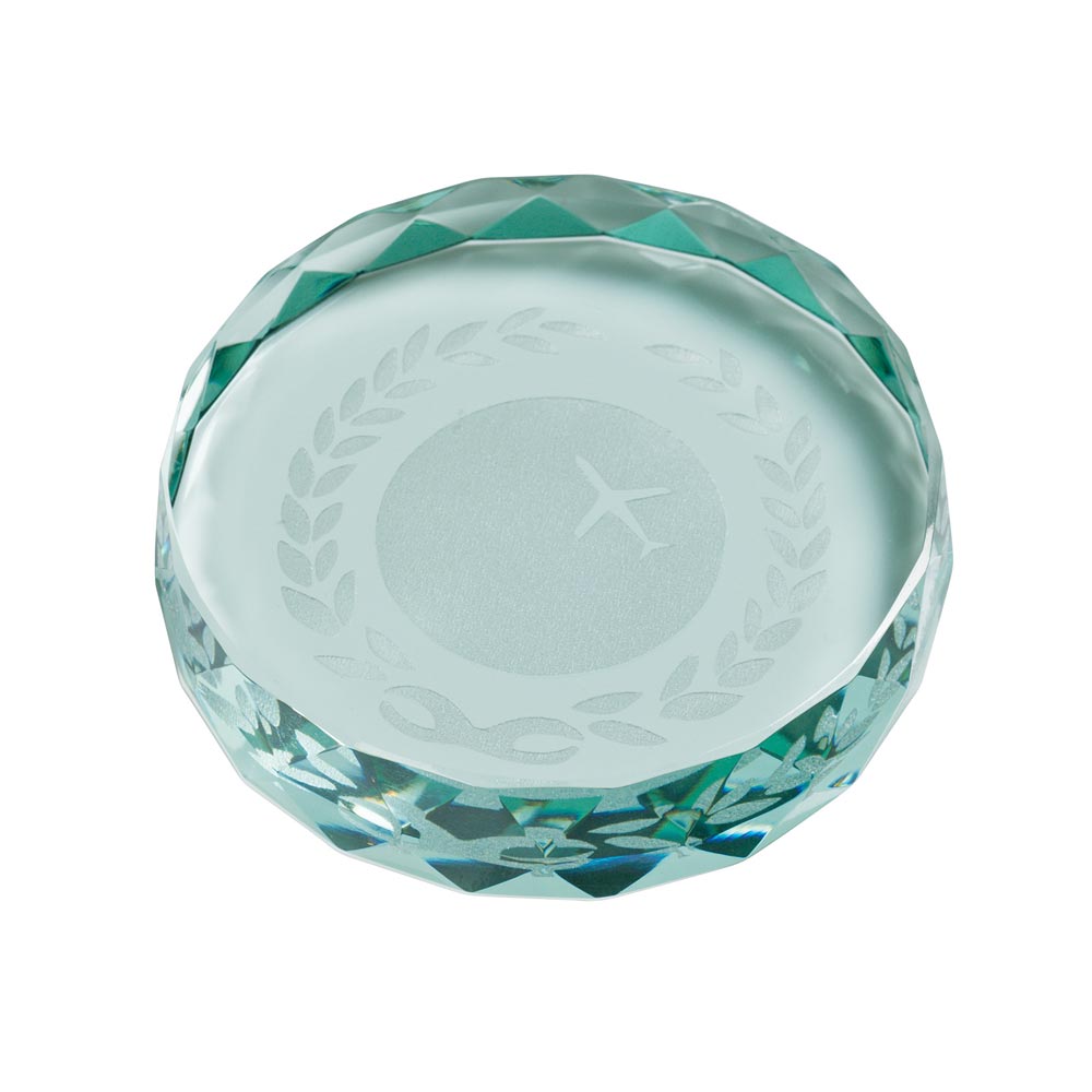 Saturn Jade Glass Paperweight 80mm (10mm Thick)