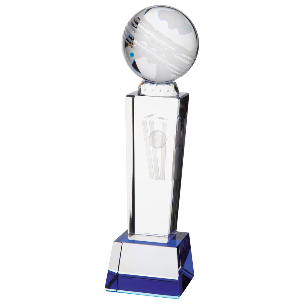 Tribute Cricket Crystal Award 220mm  (60mm Thick)