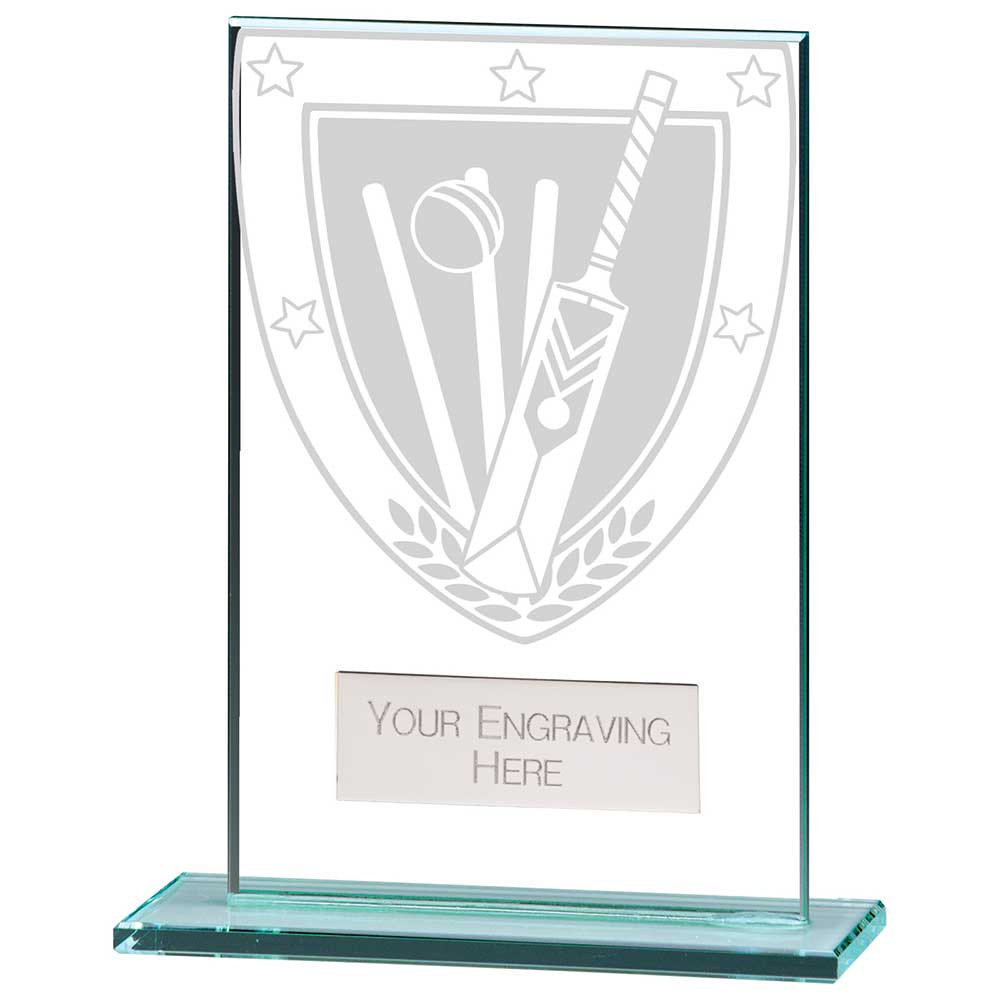 Millennium Cricket Jade Glass Award 125mm
