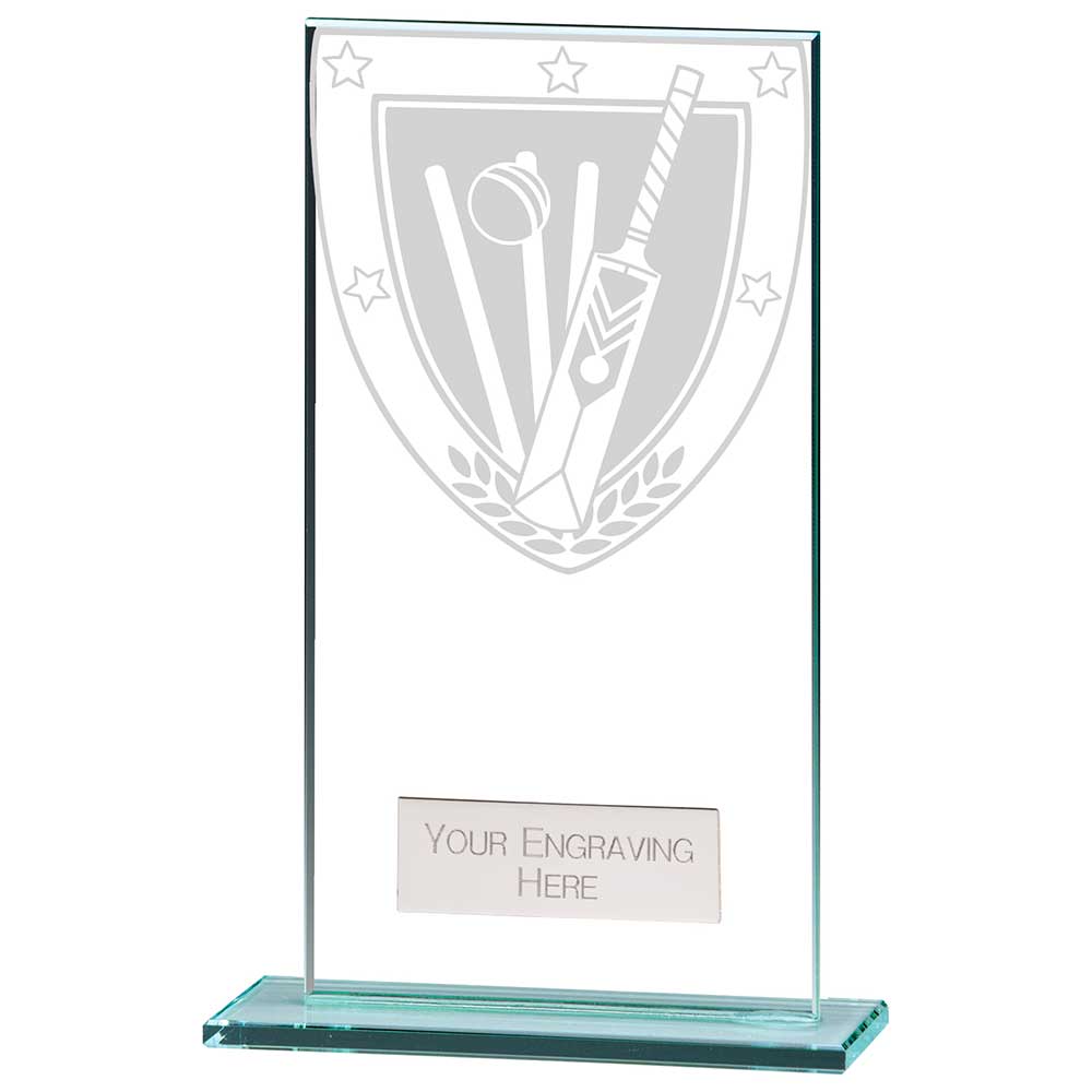 Millennium Cricket Jade Glass Award 160mm