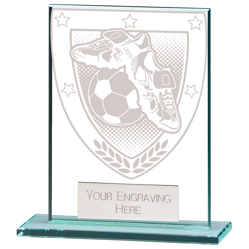 Millennium Football Boot & Ball Jade Glass Award 110mm