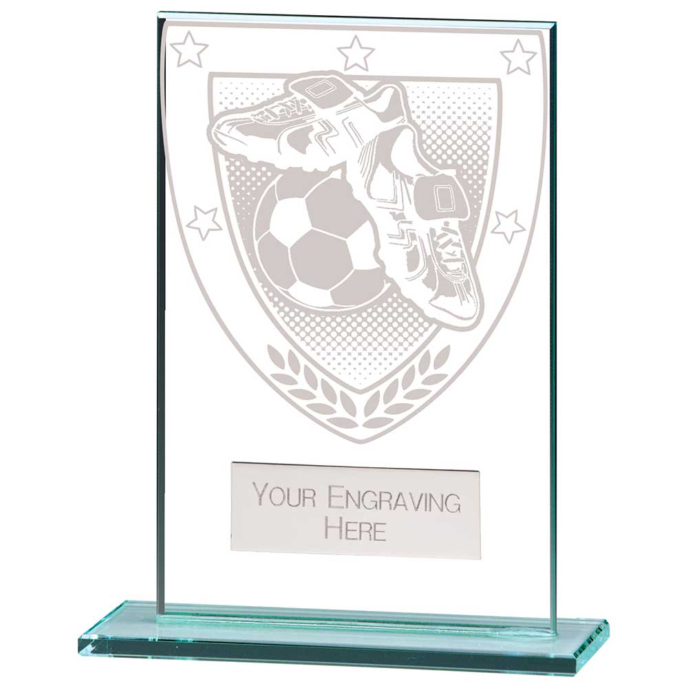 Millennium Football Boot & Ball Jade Glass Award 125mm