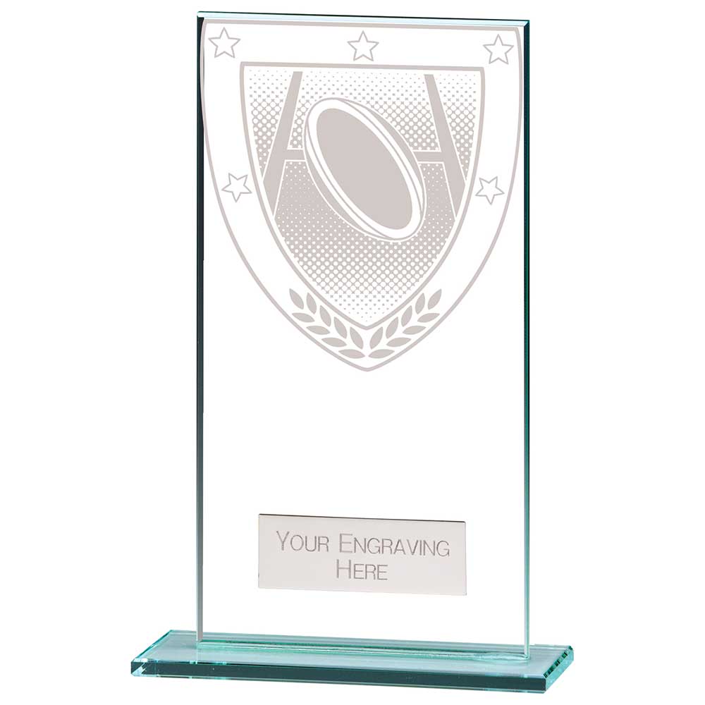 Millennium Rugby Jade Glass Award 160mm