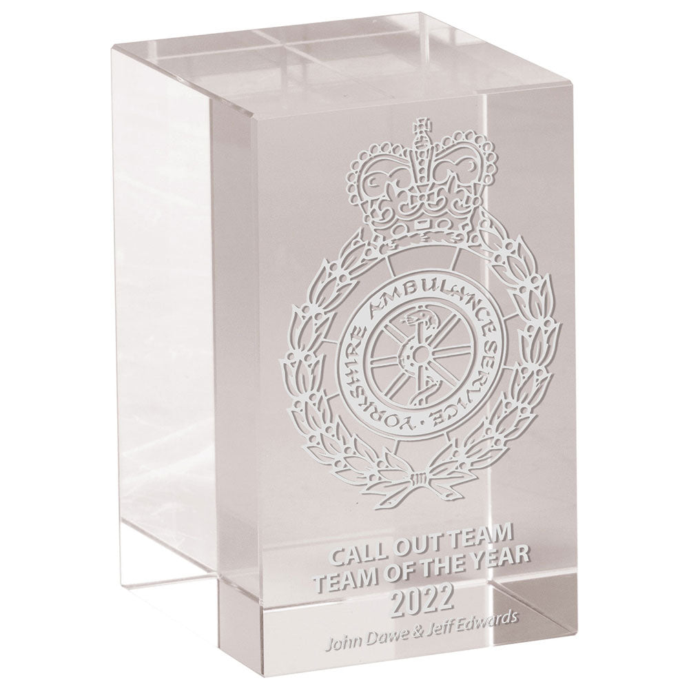 Mentor Block Crystal Award 75mm (50mm Thick)