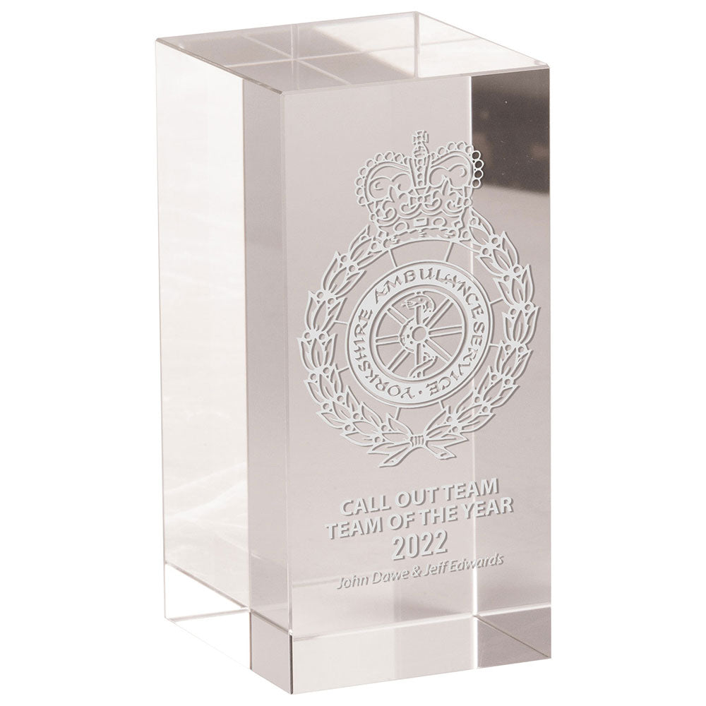 Mentor Block Crystal Award 100mm (50mm Thick)