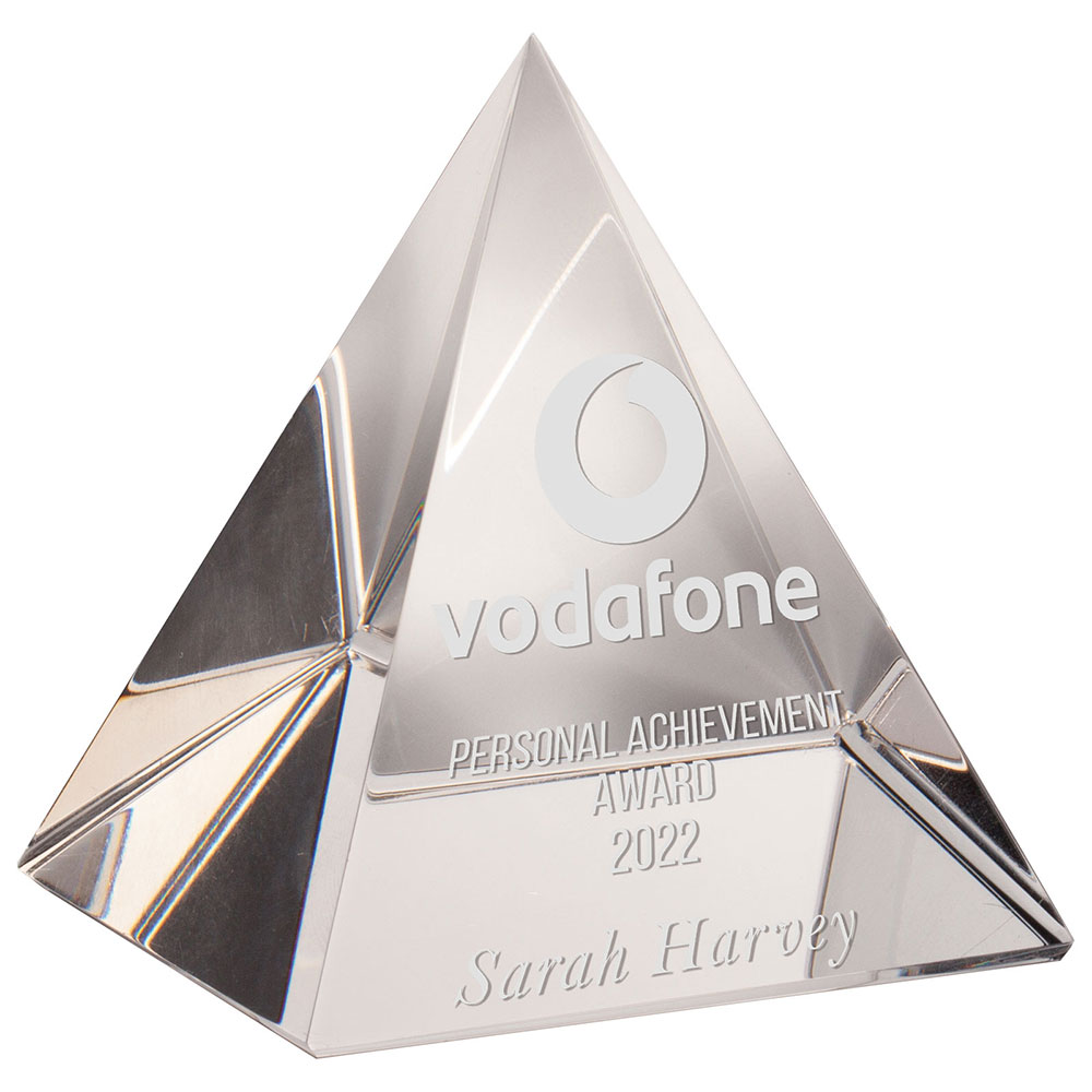 Mystical Pyramid Crystal Award 70mm  (70mm Thick)