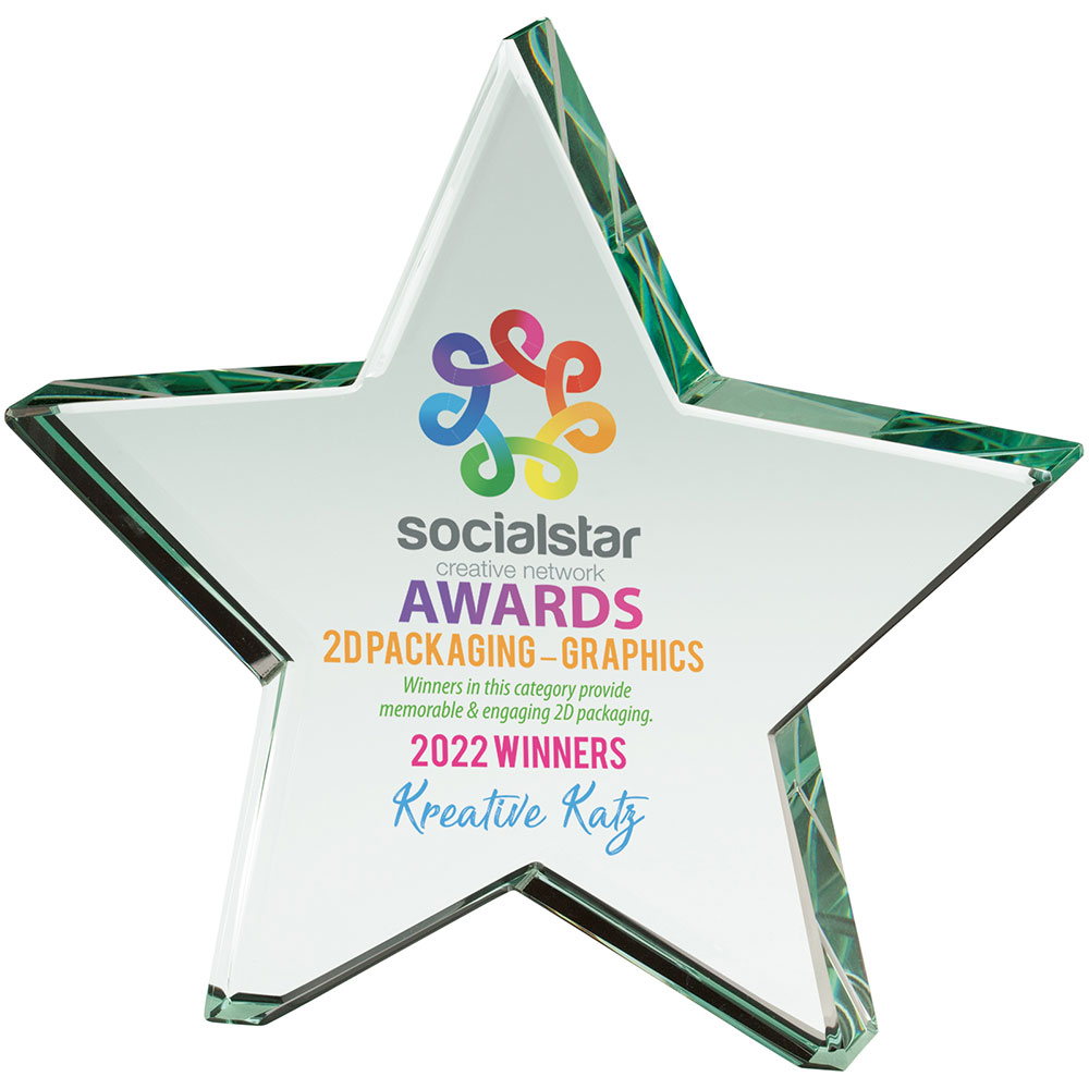 Aurora Jade Star Glass Award 145mm (18mm Thick)