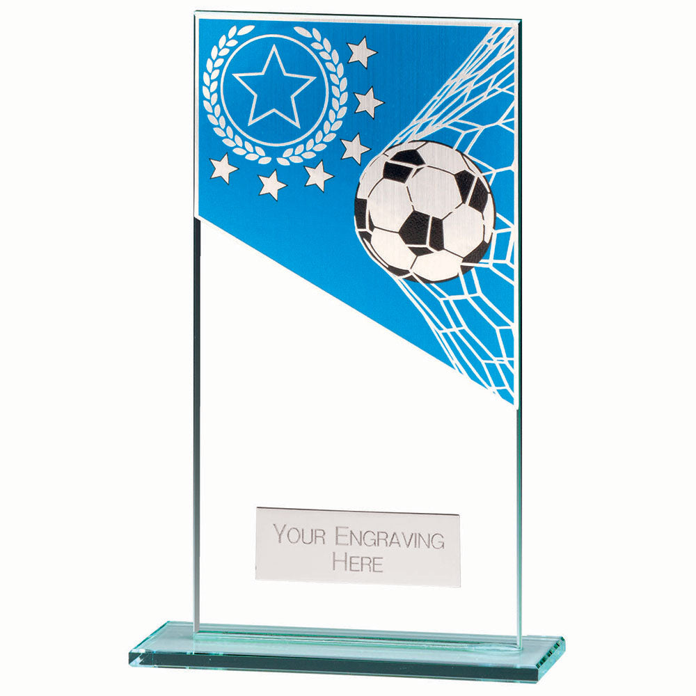 Mustang Football Blue Jade Glass Award 160mm