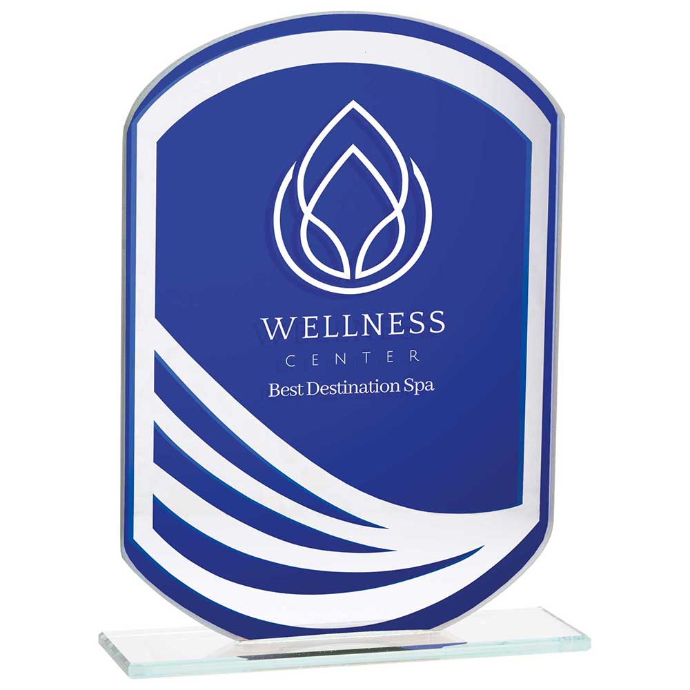 Argon Mirrored Glass Award Blue 160mm (8mm Thick)