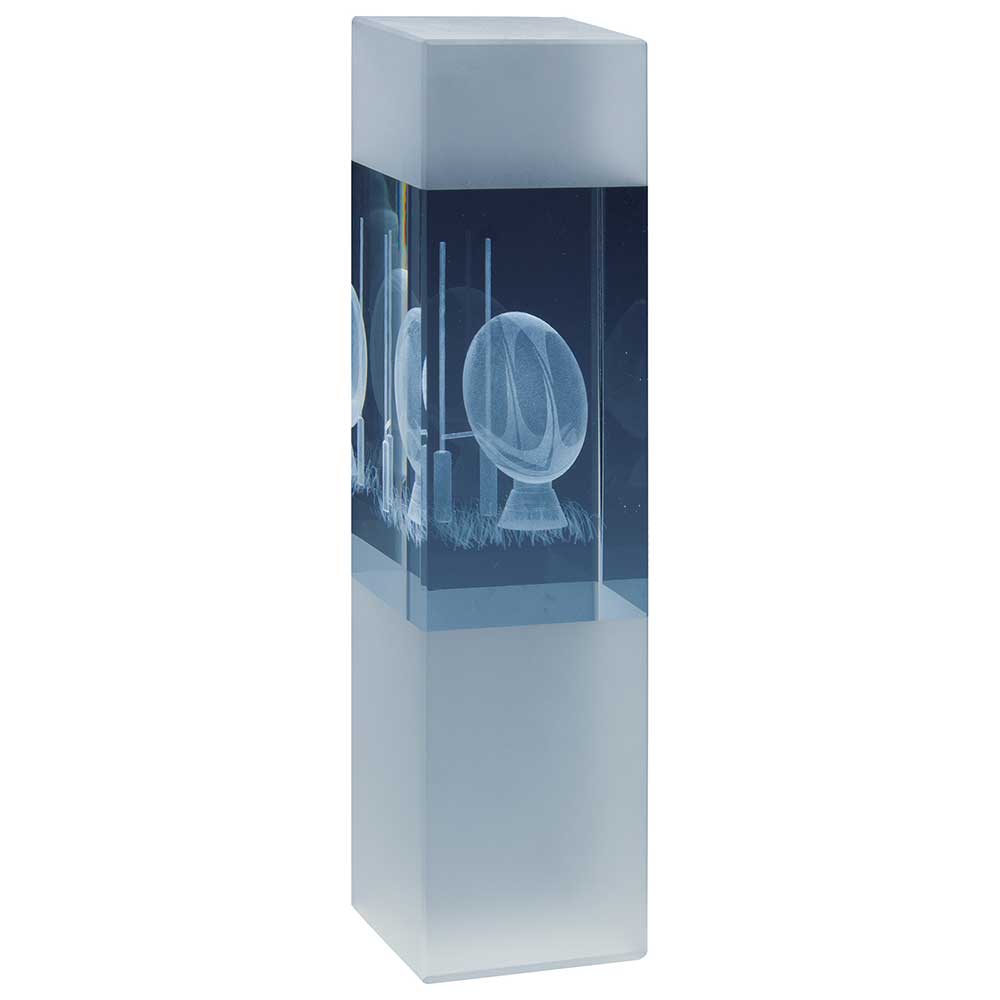 Arctic Blast Rugby Crystal Award 190mm  (50mm Thick)