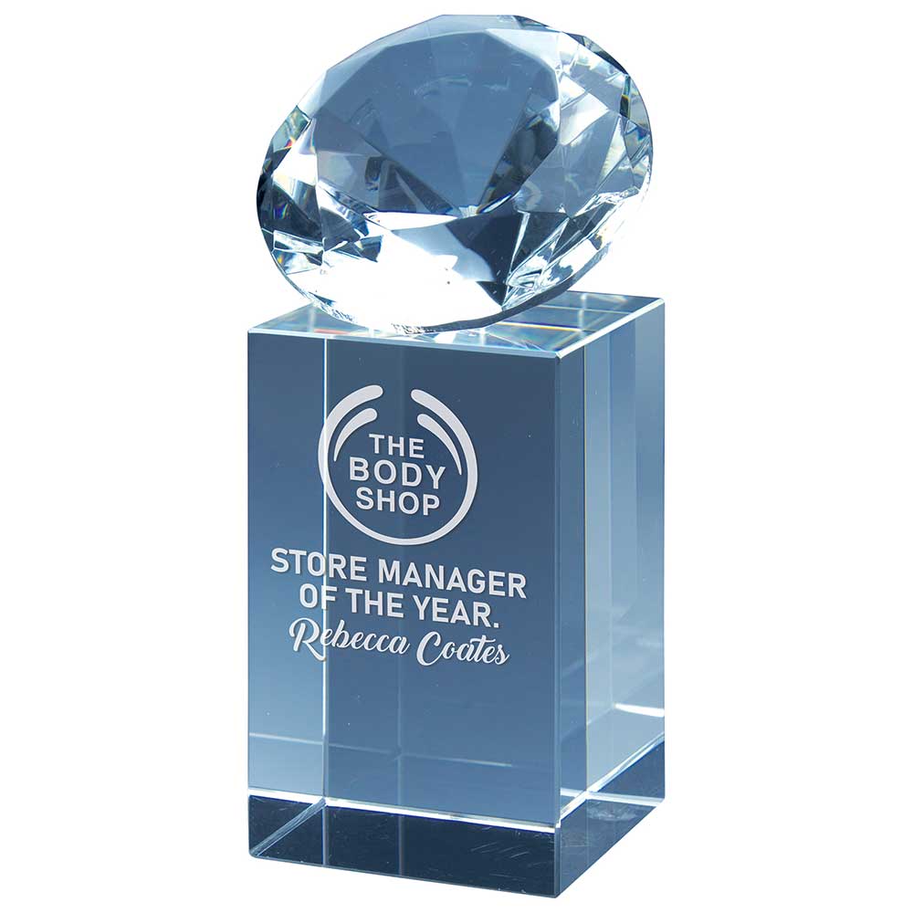 Diamond Tower Glass Award 100mm  (50mm Thick)
