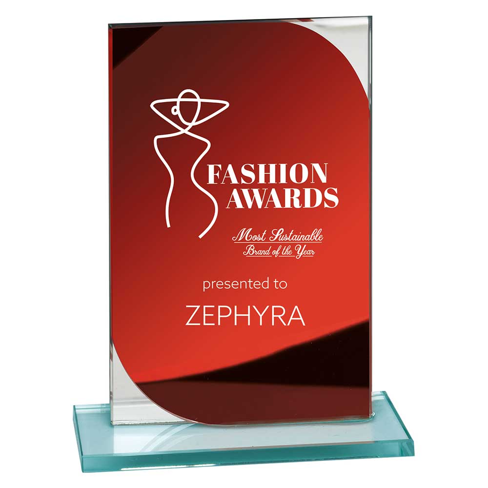 Seismic Multisport Mirror Glass Award Red & Silver 150mm (8mm Thick)