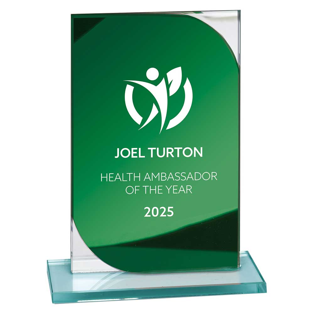 Seismic Multisport Mirror Glass Award Green & Silver 150mm (8mm Thick)