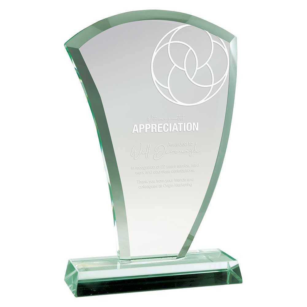 The Wave Jade Glass Award 215mm (15mm Thick)