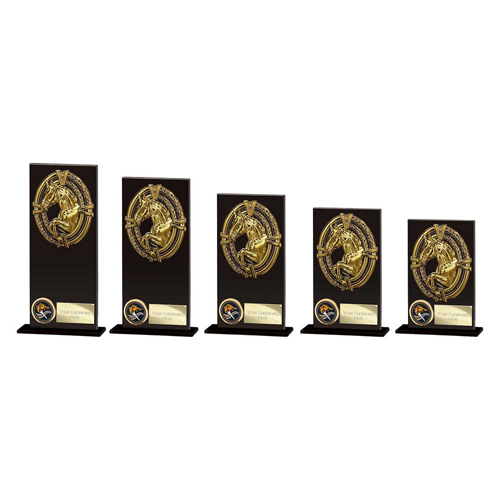 Maverick Hero Equestrian Glass Award Jet Black 140mm