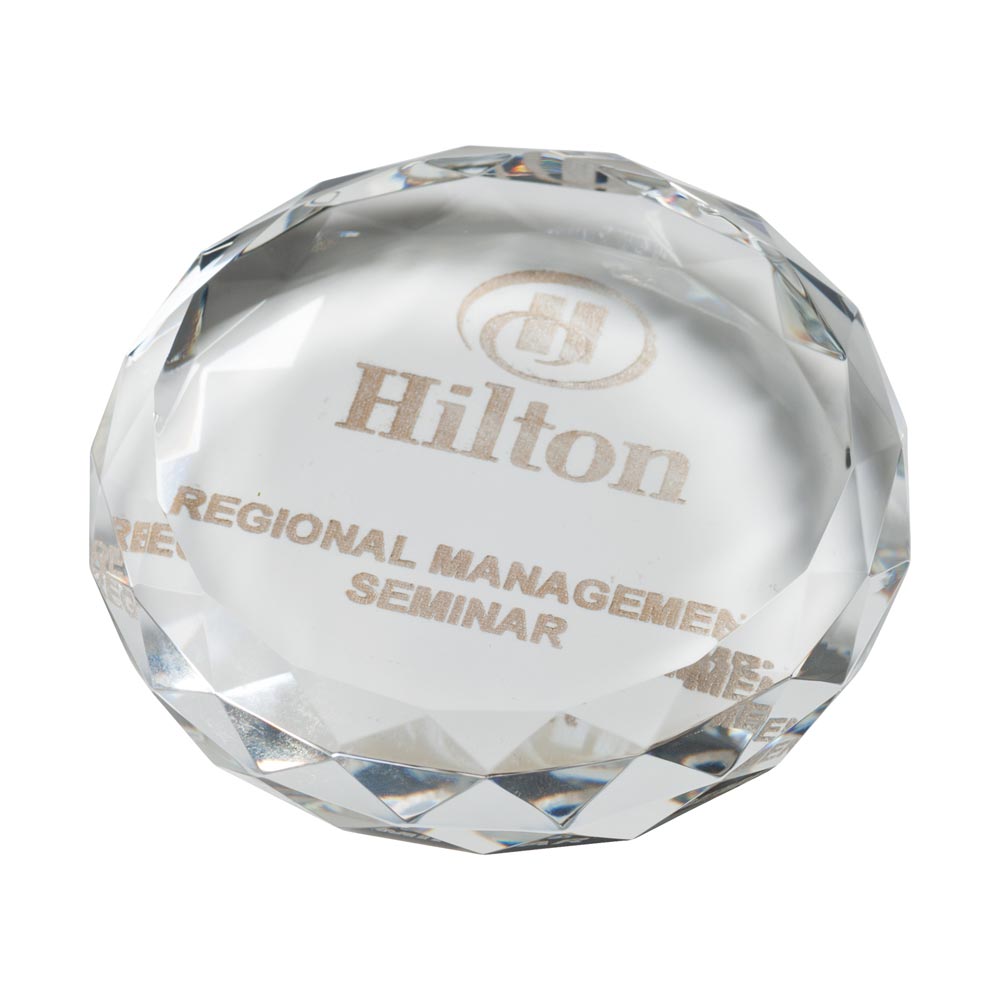 York Optical Crystal Paperweight 90mm (25mm Thick)
