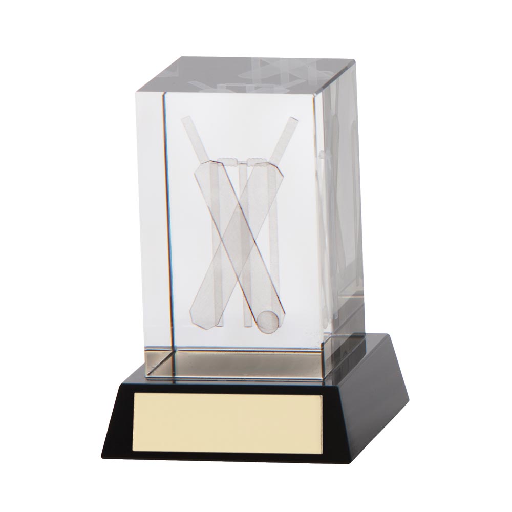 Conquest Cricket 3D Crystal Award 100mm (70mm Thick)