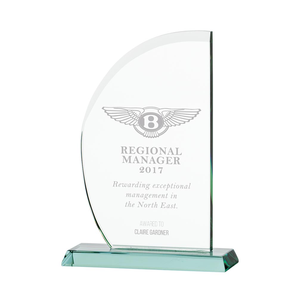 Jade Impulse Wave Glass Award 180mm  (12mm Thick)