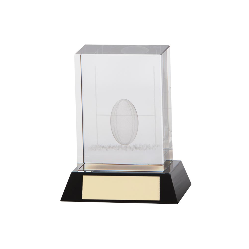Conquest Rugby 3D Crystal Award 90mm (20mm Thick)