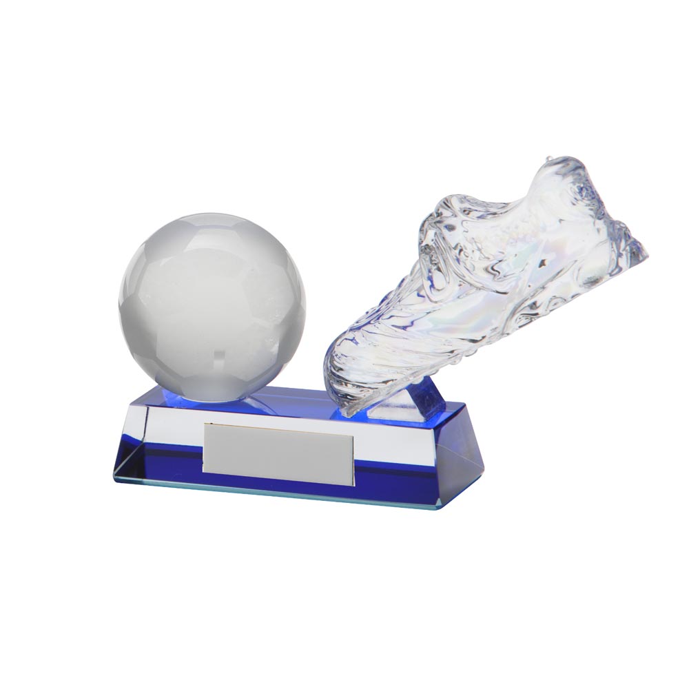 Legacy Football Boot & Ball Crystal Award100mm  (40mm Thick)