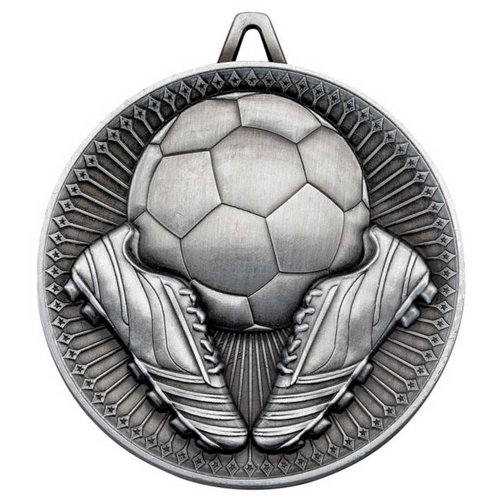 FOOTBALL DELUXE MEDAL ANTIQUE SILVER - 2.35in