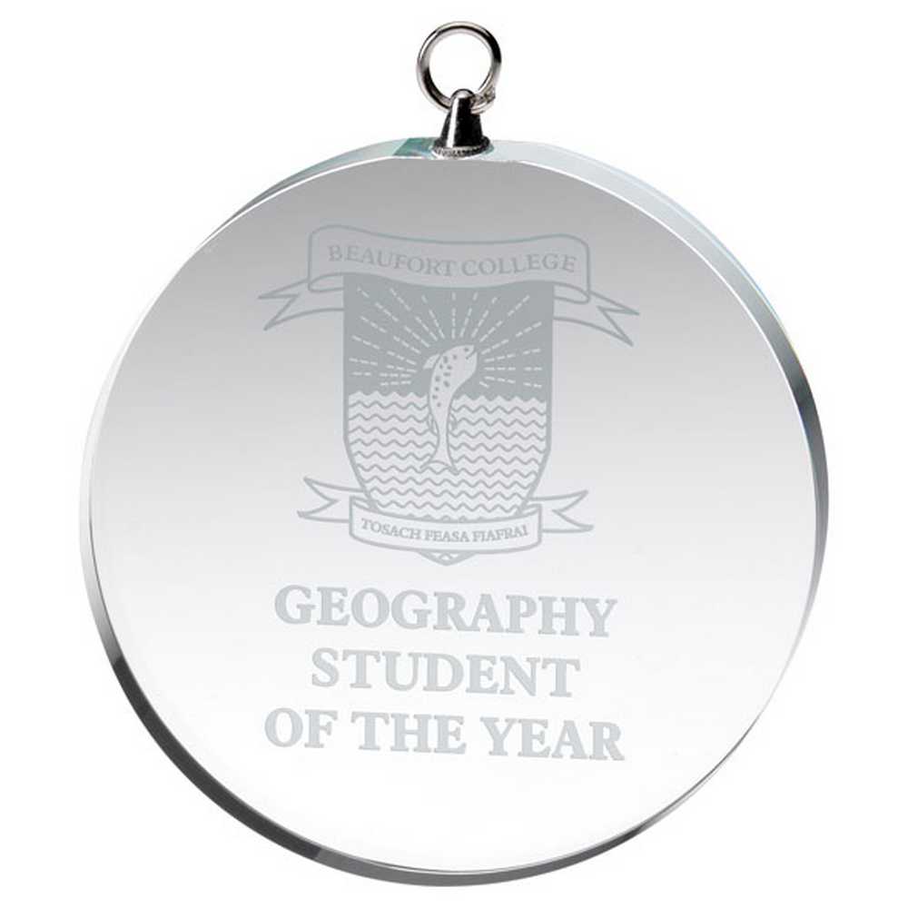 CLEAR GLASS ROUND MEDAL (6mm THICK) - 2.75in