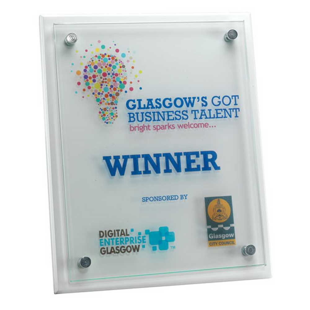 WHITE PLAQUE WITH 6mm GLASS FRONT - 7 x 9in